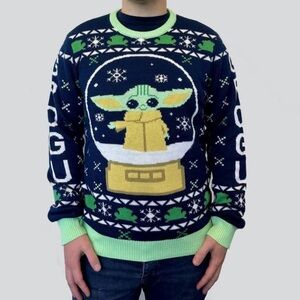 Star Wars: The Mandalorian Grogu Snow Globe Ugly Christmas Holiday Sweater